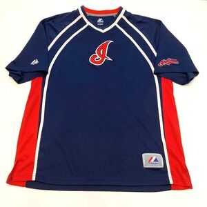 Majestic Cleveland Indians Practice Jersey 2009 Mens Large Blue Red Polyester